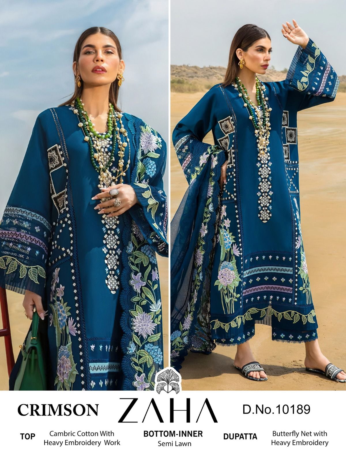 Zaha Crimson Designer Pakistani Suit Collection
